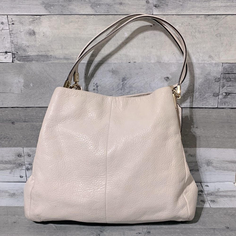 Coach‎ Madison Leather Phoebe Satchel Cream